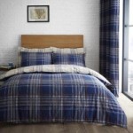 Lennox Check Navy Duvet Cover and Pillowcase Set Navy