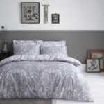 Havisham Grey Floral Reversible Duvet Cover and Pillowcase Set Grey