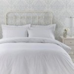Antique Lace Embellished White Duvet Cover and Pillowcase Set White