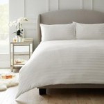 Hotel Westbury 240 Thread Count 100% Cotton Stripe White Duvet Cover and Pillowcase Set White