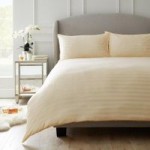 Hotel Westbury 240 Thread Count 100% Cotton Stripe Cream Duvet Cover and Pillowcase Set Cream