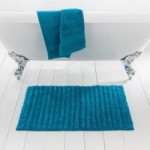 Ribbed Teal Bath Mat Teal (Blue)