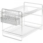 2 Tier Chrome Dish Drainer and Cutlery Holder Silver