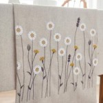 Scandi Floral Table Runner Natural