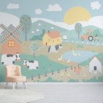 Little Farm Mural MultiColoured