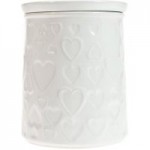 Heart Embossed White Biscuit Canister White