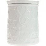 Heart Embossed White Stackable Kitchen Canister White