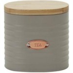 Metal Grey and Copper Tea Canister Grey