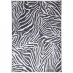 Zebra Print Brown Shimmer Rug Black