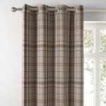 Melrose Natural Check Eyelet Curtains Natural