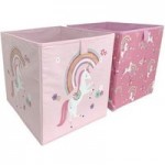 Unicorn Pack of 2 Collapsible Storage Boxes Pink