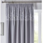 Butterfly Lace Grey Blackout Pencil Pleat Curtains Grey
