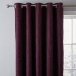 Skyla Aubergine Textured Eyelet Curtains Aubergine (Purple)
