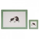 Set of 4 Hedgehog Placemats and Coasters Multi coloured
