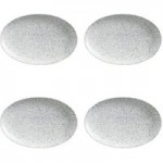 Maxwell & Williams Caviar Speckle Set Of 4 Oval Plates Grey