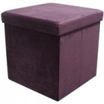 Velvet Plum Foldable Cube Ottoman Purple