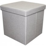 Faux Linen Stone Foldable Cube Ottoman Stone