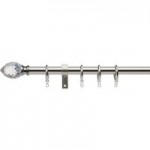 Teardrop Satin Steel Extendable Metal Curtain Pole Dia. 16/19mm Satin Steel