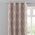 Diamond Jacquard Blush Eyelet Curtains Blush (Pink)