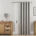 Chenille Silver Thermal Eyelet Door Curtain Silver