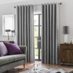 Oxford Dove Grey Chenille Eyelet Curtains Dove Grey