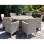 Lisbon 6 Seat Round Dining Set Cream