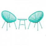 Monaco Aqua Egg Chair Set Aqua (Blue)