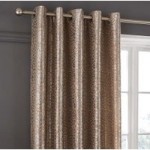 Leopard Natural Jacquard Eyelet Curtains Natural