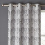 Alanna Silver Jacquard Eyelet Curtains Silver