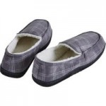 Men’s Traditional Grey Check Slippers Grey