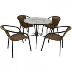 Summer Terrace Verde 4 Seat Dining Set with San Luca Chairs Natural