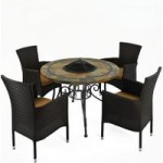 Byron Manor Colarado Fire Pit Set with Stockholm Chairs Brown