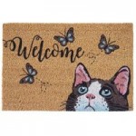 Cat Butterfly Doormat Brown