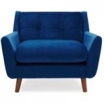 Halston Velvet Snuggle Chair Blue