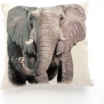 Elephant Tapestry Cushion Natural