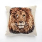 Lion Tapestry Cushion Natural