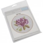 Rose Hoop Cross Stitch Kit Pink