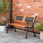 Kingfisher Wood and Cast Metal Garden Bench Brown
