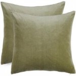Pack of 2 Khaki Supersoft Velour Cushion Covers Khaki (Green)