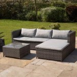 Kingfisher Grey Rattan Effect Corner Sofa Set Grey