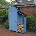Kingfisher 4 x 2 Blue Wooden Storage Shed with Log Store Blue