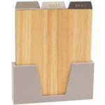 Set of 3 Wooden Chopping Boards in Stand Grey