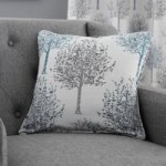 Teal Trees Jacquard Cushion Teal (Blue)
