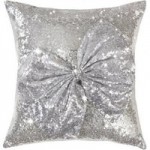 By Caprice Silver Sequin Bow Cushion Silver