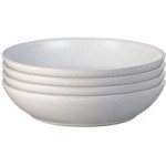 Set of Four Denby Intro Stone White Pasta Bowls White