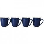 Set of Four Denby Elements Dark Blue Mugs Blue