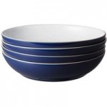 Set of Four Denby Elements Dark Blue Pasta Bowls Blue