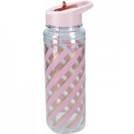 Pink and Gold Stripe Water Bottle Pink