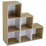 Rome Modular 6 Cube White and Oak Finish Cube Shelving Unit Brown