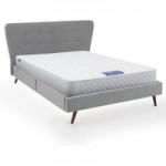 Mid Century Upholstered Bed – Light Grey Light Grey